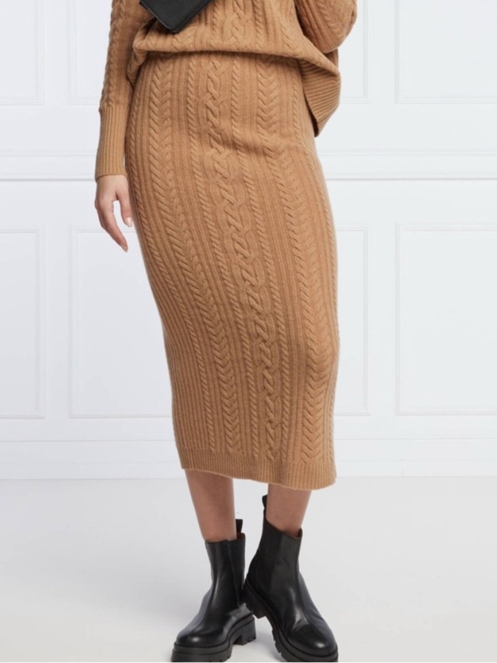 LAUREN Ralph Lauren Cable Knit Wool-Cashmere Midi Pencil Skirt